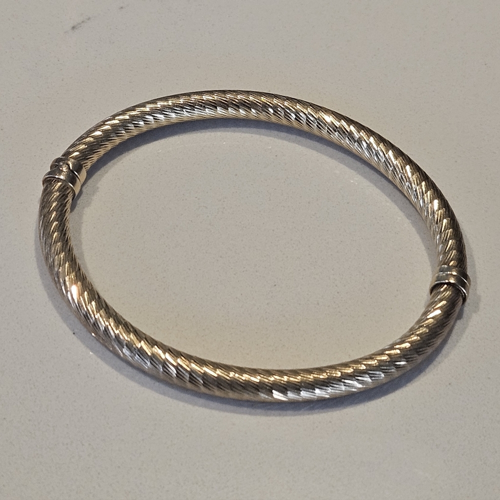 Vintage Veronese Italian Sterling Silver Large Bracelet 14k Gold Vermeil